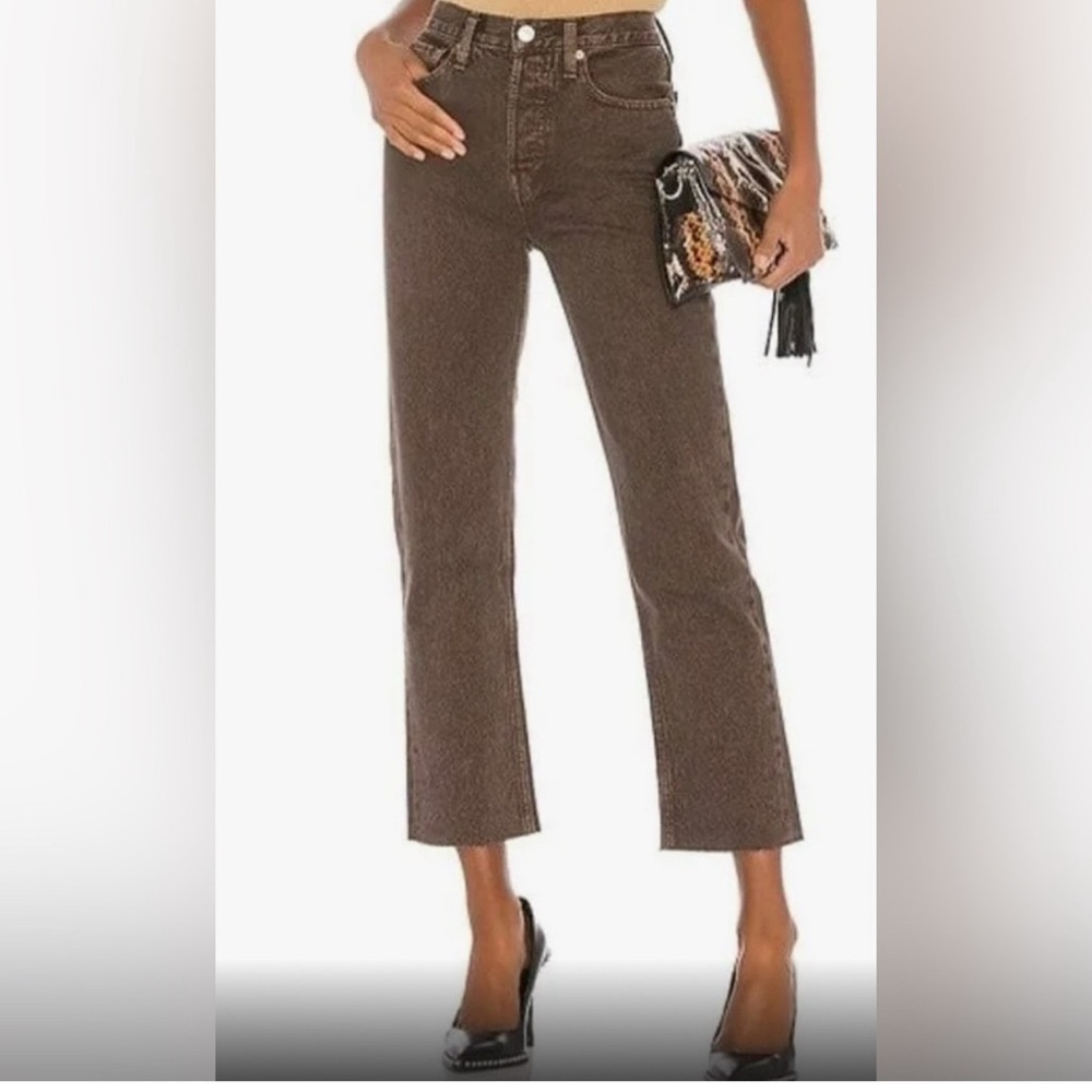 Re/Done High Rise Women Jeans in Brown